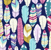 SALE Arrow Flight Plucked Midnight - Michael Miller - Navy Blue Feathers Metallic Gold  - Quilting Cotton Fabric