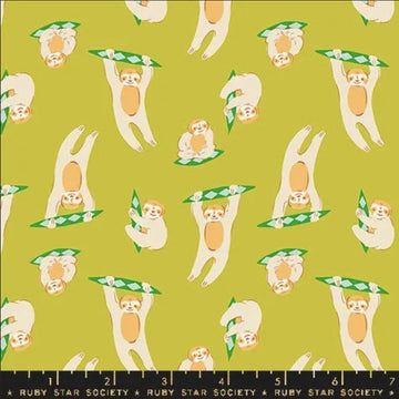 SALE Animal Animal Sloth RS5168 Pistachio - Moda Fabrics - Sloths Novelty Animals - Ru- Star Society - Cotton Fabric