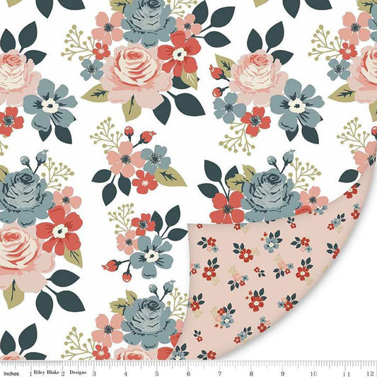 SALE Double Lush Velvet Vintage Charm LV16573 - Riley Blake Designs - Double Sided Plush - Floral Flowers Leaf Leaves - No Fray Edge