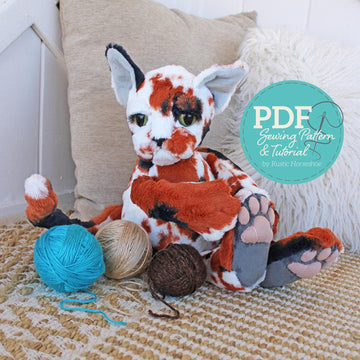 DEAL Charismatic Cat Plush Doll Pattern Quilt PaTTERN - QT Designers - QT Fabrics - Instructions Only - Plushie Animal