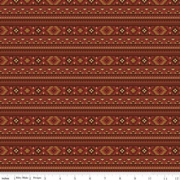 Back of the Chutes Stripe C10131 Rust - Riley Blake Designs - Geometric Lines Squares Diamonds - Quilting Cotton Fabric