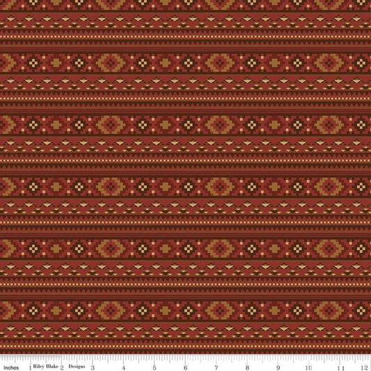 Back of the Chutes Stripe C10131 Rust - Riley Blake Designs - Geometric Lines Squares Diamonds - Quilting Cotton Fabric