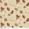 16" End of Bolt Piece - Ride the Range Accessories C12741 Cream - Riley Blake - Hats Boots Ropes Saddles Horseshoes - Quilting Cotton Fabric