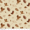 17" End of Bolt Piece - Ride the Range Accessories C12741 Cream - Riley Blake - Hats Boots Ropes Saddles Horseshoes - Quilting Cotton Fabric