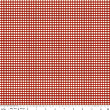 SALE 1/8" Eighth Inch Small PRINTED Gingham C440 Barn Red - Riley Blake Designs - Checker - Quilting Cotton Fabric