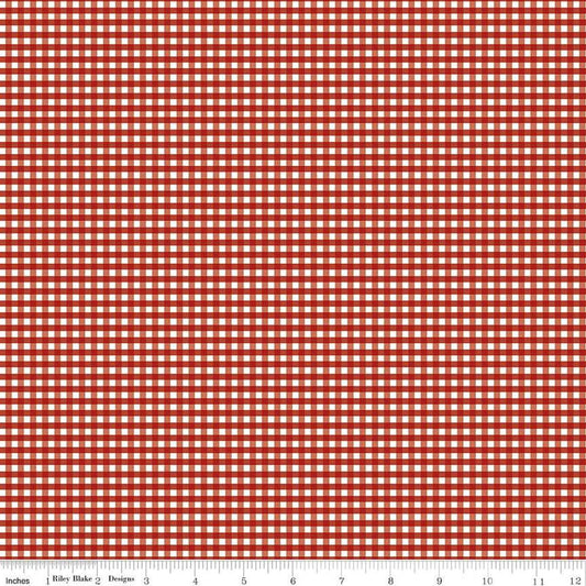 SALE 1/8" Eighth Inch Small PRINTED Gingham C440 Barn Red - Riley Blake Designs - Checker - Quilting Cotton Fabric