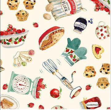 Bake Sale Just Like Granny's DDC10004 Cream - Michael Miller - Vintage Baking Equipment Supplies - Quilting Cotton Fabric