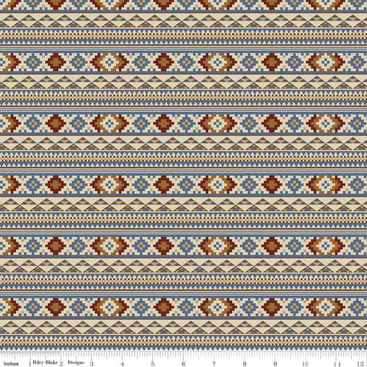 SALE Back of the Chutes Stripe C10131 Parchment - Riley Blake Designs - Geometric Lines Squares Diamonds - Quilting Cotton Fabric