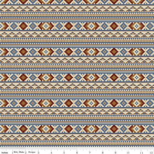 SALE Back of the Chutes Stripe C10131 Parchment - Riley Blake Designs - Geometric Lines Squares Diamonds - Quilting Cotton Fabric