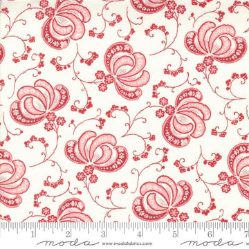 SALE Hollyhocks Roses Bloom 3051 Jasmine Rose - Moda Fabrics - Blossoms Leaves Flowers - Quilting Cotton Fabric