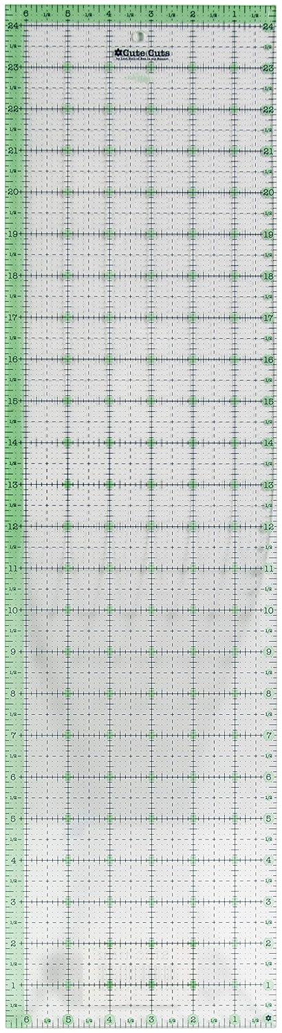 DEAL Lori Holt Cute Cuts Ruler 6 1/2" x 24 1/2" STCC-11562 - Riley Blake Designs - Plastic Non-Slip 6.5" x 24.5" Rectangle