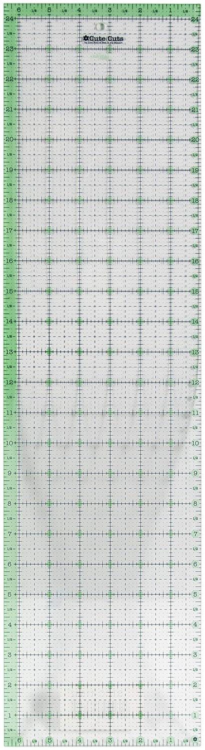 SALE Lori Holt Cute Cuts Ruler 6 1/2" x 24 1/2" STCC-11562 - Riley Blake Designs - Plastic Non-Slip 6.5" x 24.5" Rectangle