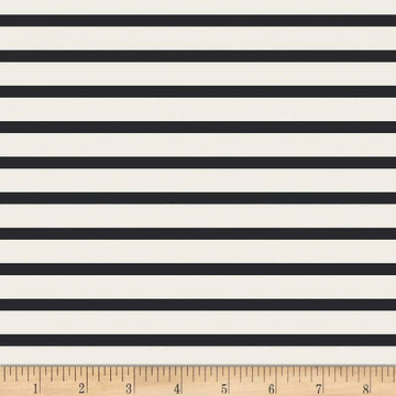 17" End of Bolt - DEAL KNIT Pine Lullaby Striped Alike Caviar by Art Gallery - Stripes Black Cream - Jersey KNIT Cotton Stretch Fabric