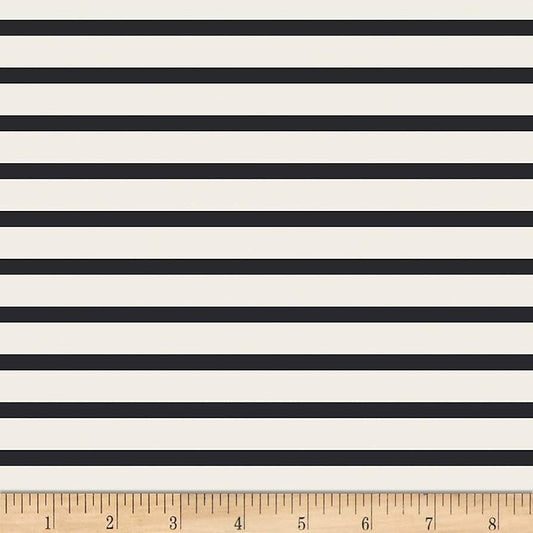 17" End of Bolt - DEAL KNIT Pine Lullaby Striped Alike Caviar by Art Gallery - Stripes Black Cream - Jersey KNIT Cotton Stretch Fabric