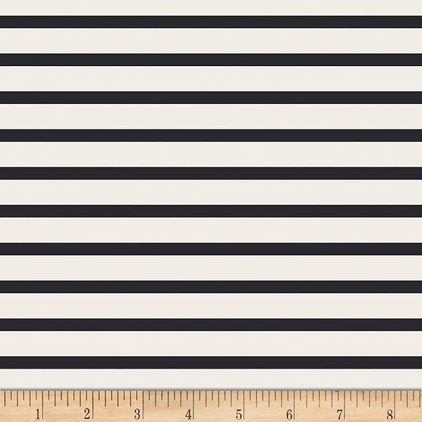 SALE KNIT Pine Lullaby Striped Alike Caviar by Art Gallery - Stripes Black Cream - Jersey KNIT Cotton Stretch Fabric - Choose Your Cut