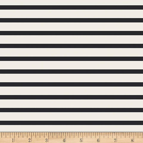 SALE KNIT Pine Lullaby Striped Alike Caviar by Art Gallery - Stripes Black Cream - Jersey KNIT Cotton Stretch Fabric - Choose Your Cut
