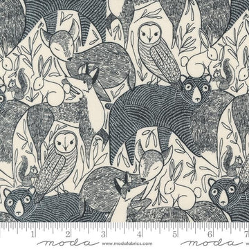 26" End of Bolt - Woodland Wonder Main 48390 Cloud - Moda Fabrics - Animals Bear Owl Leaves Bunny - Quilting Cotton Fabric