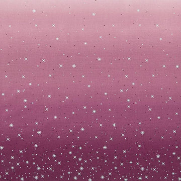 SALE Ombre Fairy Dust METALLIC 10871 Plum - Moda - Light to Darker Purple with Silver SPARKLE Stars - Quilting Cotton Fabric