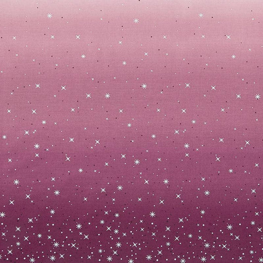 SALE Ombre Fairy Dust METALLIC 10871 Plum - Moda - Light to Darker Purple with Silver SPARKLE Stars - Quilting Cotton Fabric