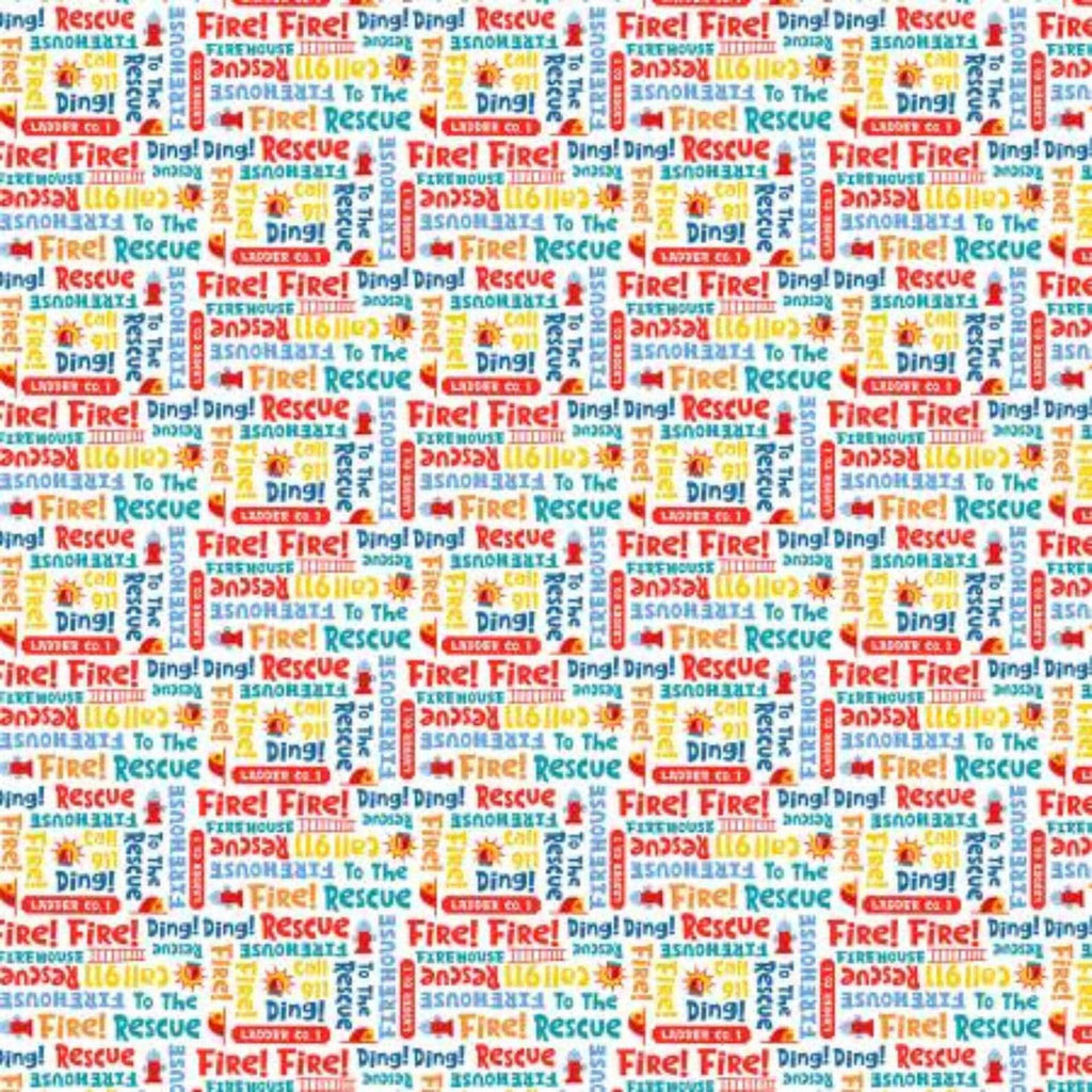 SALE Ladder Co. 1 Alert DC10586 Multi by Michael Miller Fabrics - Ladder Company One Text Firefighters Children's - Quilting Cotton Fabric