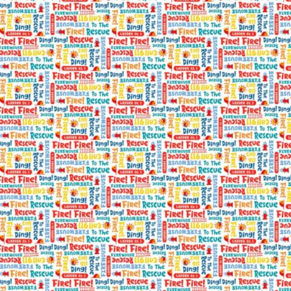 SALE Ladder Co. 1 Alert DC10586 Multi by Michael Miller Fabrics - Ladder Company One Text Firefighters Children's - Quilting Cotton Fabric