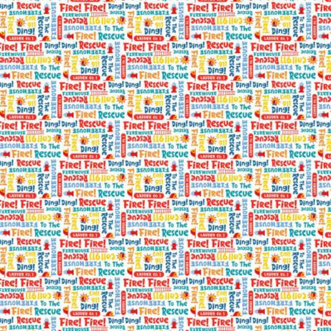 SALE Ladder Co. 1 Alert DC10586 Multi by Michael Miller Fabrics - Ladder Company One Text Firefighters Children's - Quilting Cotton Fabric