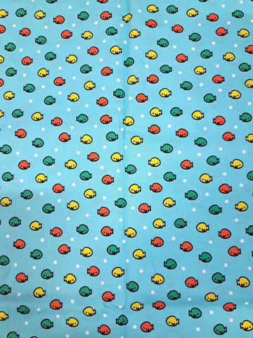 SALE Nautilus Fish in the Sea CX10401 Aqua - Michael Miller Fabrics - Juvenile Children's Ocean Undersea Blue - Quilting Cotton Fabric