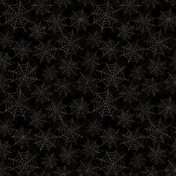 Fat Quarter End of Bolt - Jeepers Creepers Spiderwebs 31017 Black J - QT Fabrics - Spider Webs Halloween Season - Quilting Cotton Fabric