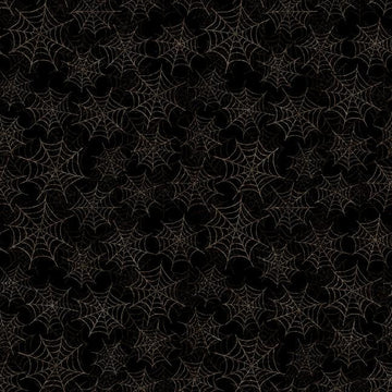 Fat Quarter End of Bolt - Jeepers Creepers Spiderwebs 31017 Black J - QT Fabrics - Spider Webs Halloween Season - Quilting Cotton Fabric