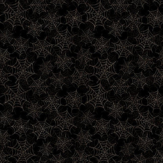 Fat Quarter End of Bolt - Jeepers Creepers Spiderwebs 31017 Black J - QT Fabrics - Spider Webs Halloween Season - Quilting Cotton Fabric
