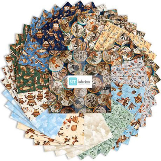 Bearsville Layer Cake 10" Stacker Bundle - QT Fabrics - 42-Piece Precut  - Nature Outdoors - Quilting Cotton Fabric