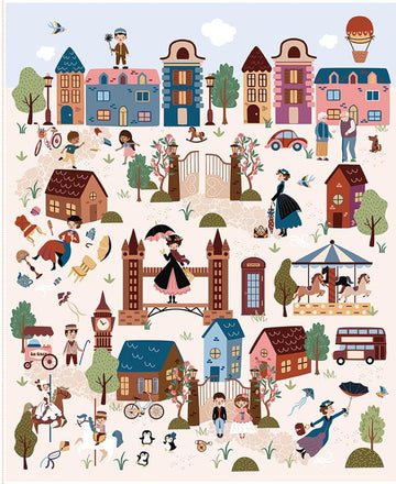 A Spoonful of Sugar Cherry Tree Lane Panel DIGITALLY PRINTED Fabric - PD17089 - Riley Blake Quilting Cotton Fabric