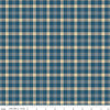 Image of A Spoonful of Sugar Plaid Poppins Evening quilting cotton fabric by Jennifer Long for Riley Blake Designs. Features plaid on a blue background. Cute Little Fabric Shop