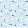 Image of A Spoonful of Sugar Let's Go Fly A Kite Sky quilting cotton fabric by Jennifer Long for Riley Blake Designs. Features kites on a blue background. Cute Little Fabric Shop