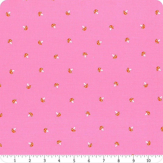 SALE Carousel Mushrooms RS0100 Flamingo - Moda Fabrics - Tiny Novelty Mushrooms Blender Fungi - Ru- Star Society - Quilting Cotton Fabric