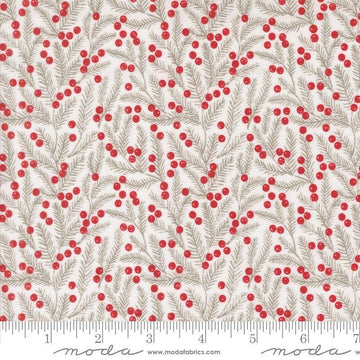 Berry And Pine Pine 5243 Snow - Moda Fabrics - Pine Needles Blender Evergreen Berries Berry - Quilting Cotton Fabric