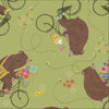 Bee Beary Happy Bears On Bikes 31672 Avocado H - QT Fabrics - Animal Bicycle Flowers - Quilting Cotton Fabric