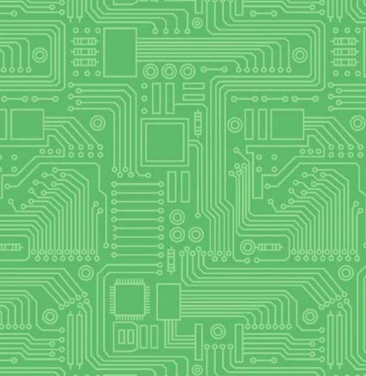SALE Stem Squad Circuit Board DC9722 Green - Michael Miller - STEM Science Technology Engineering Mathematics - Quilting Cotton Fabric