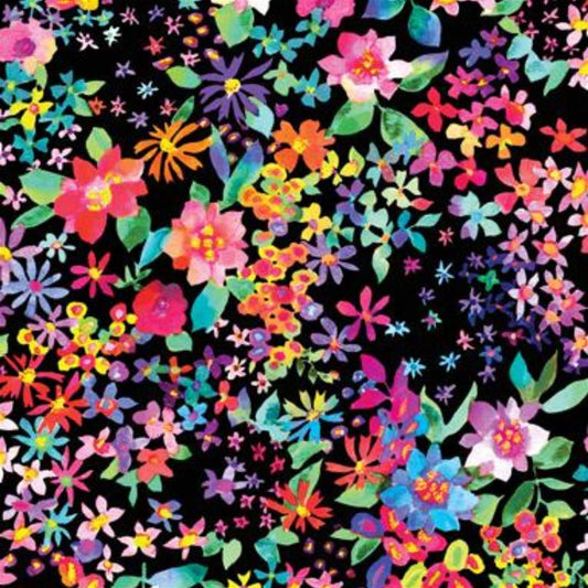 Fat Quarter End of Bolt Piece SALE Gradients Euphoria Bloom 33822 Midnight Moda Fabrics Watercolor Multicolored Paint Flower Quilting Cotton