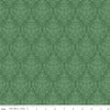 Image of Ambleside Damask Green quilting cotton fabric by Amanda Niederhauser for Riley Blake Designs. Features flowers on a green background. Cute Little Fabric Shop