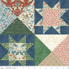 Image of Ambleside Cheater Print Multi quilting cotton fabric by Amanda Niederhauser for Riley Blake Designs. Features printed quilt blocks on a blue background. Cute Little Fabric Shop