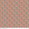 Image of Ambleside Flower Toss Dusty Rose quilting cotton fabric by Amanda Niederhauser for Riley Blake Designs. Features flowers on an orange background. Cute Little Fabric Shop