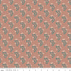 Image of Ambleside Flower Toss Dusty Rose quilting cotton fabric by Amanda Niederhauser for Riley Blake Designs. Features flowers on an orange background. Cute Little Fabric Shop