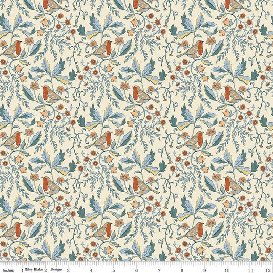 Image of Ambleside Main Cream quilting cotton fabric by Amanda Niederhauser for Riley Blake Designs. Features flowers on a cream background. Cute Little Fabric Shop