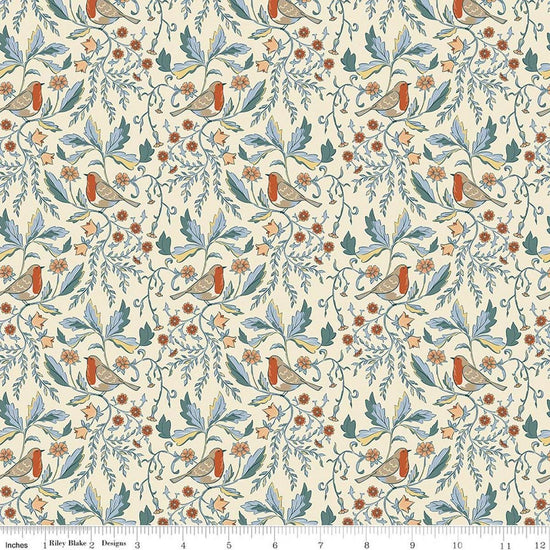 Image of Ambleside Main Cream quilting cotton fabric by Amanda Niederhauser for Riley Blake Designs. Features flowers on a cream background. Cute Little Fabric Shop