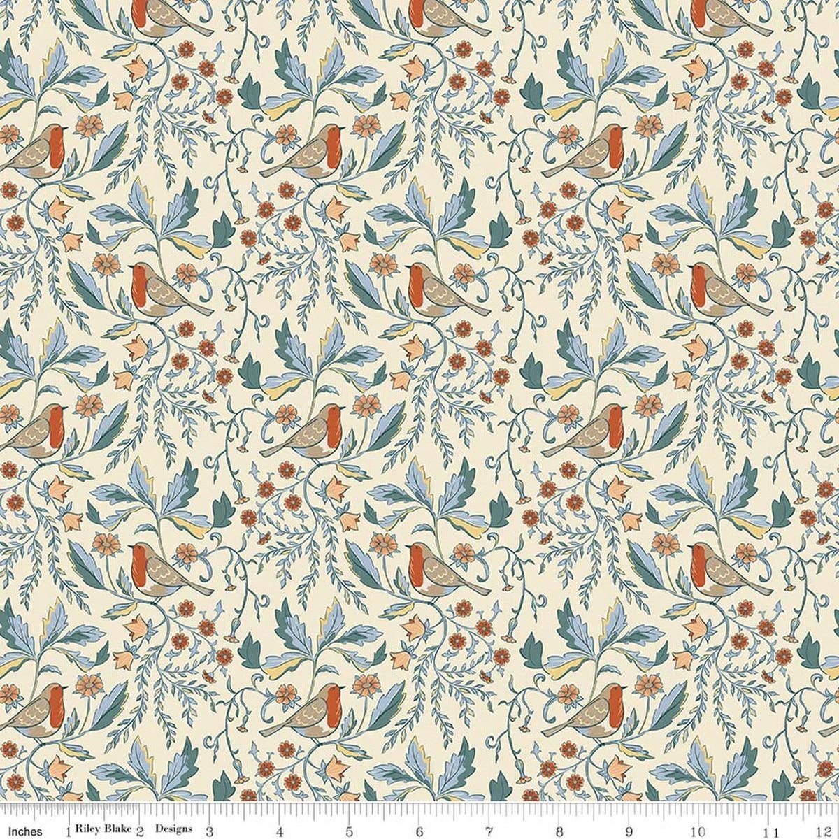 Image of Ambleside Main Cream quilting cotton fabric by Amanda Niederhauser for Riley Blake Designs. Features flowers on a cream background. Cute Little Fabric Shop
