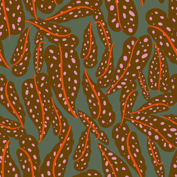 Calathea Floral RS5187 Cocoa - Moda Fabrics - Spotted Leaves Leaf - Ru- Star - Quilting Cotton Fabric