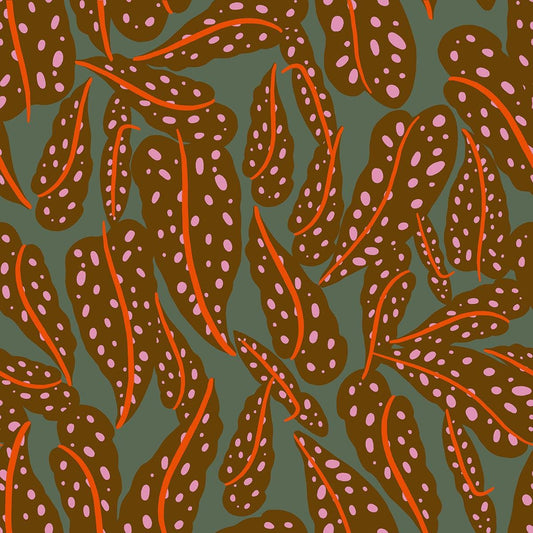 Calathea Floral RS5187 Cocoa - Moda Fabrics - Spotted Leaves Leaf - Ru- Star - Quilting Cotton Fabric