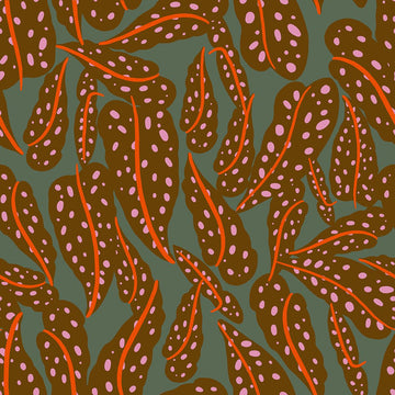 9" End of Bolt - Calathea Floral RS5187 Cocoa - Moda Fabrics - Spotted Leaves Leaf - Ruby Star - Quilting Cotton Fabric