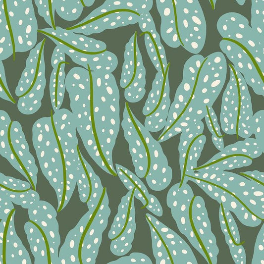 Calathea Floral RS5187 Seaweed - Moda Fabrics - Spotted Leaves Leaf - Ru- Star - Quilting Cotton Fabric